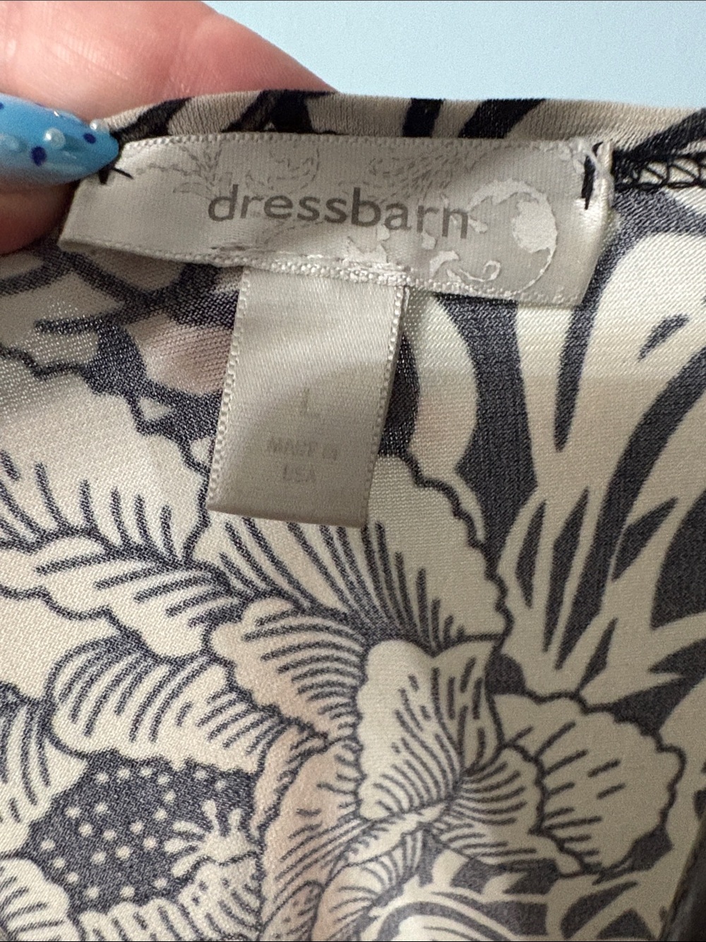 Dressbarn Black & Cream Floral V-Neck Long Sleeve Top - Picture 2 of 5